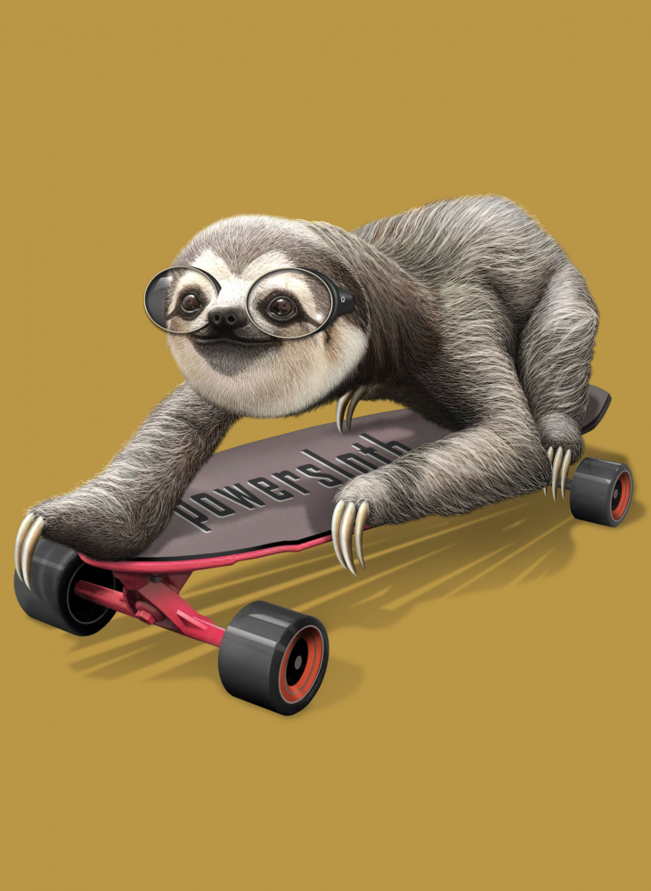 sloth on skateboard von Adam Lawless