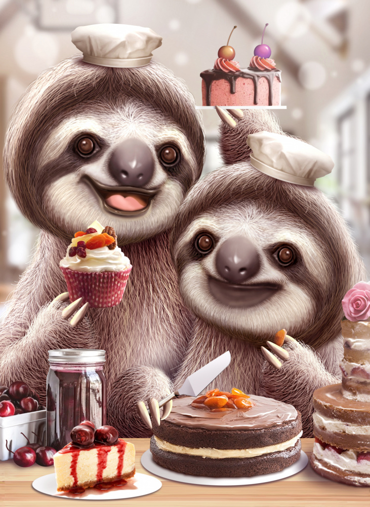 SLOTH BAKING CAKES von Adam Lawless