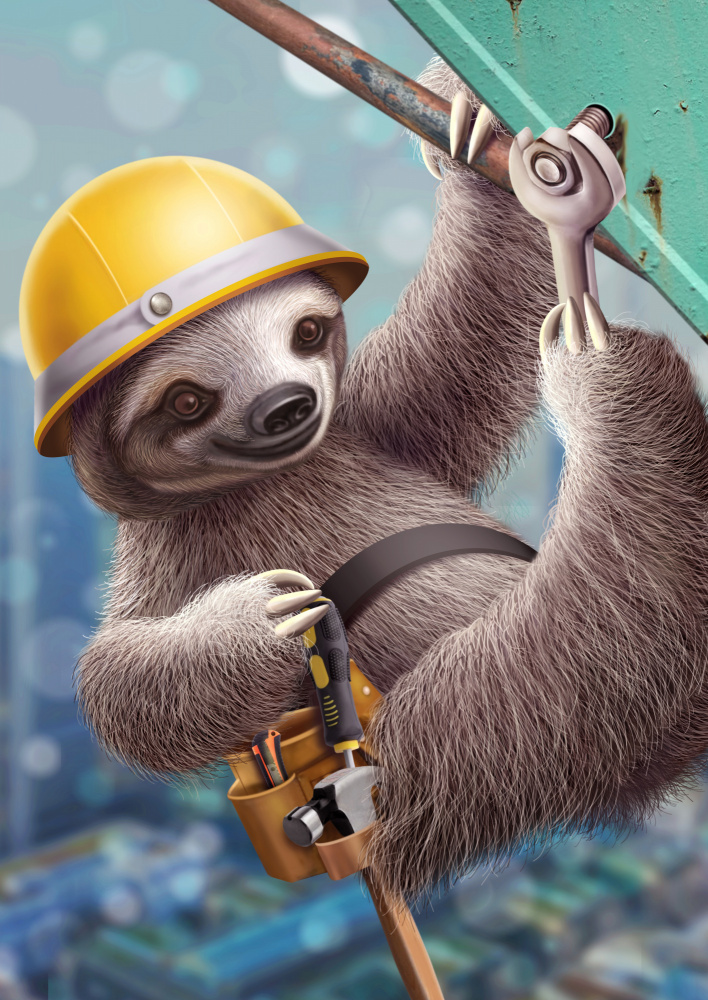 SLOTH CONSTRUCTION WORKER von Adam Lawless