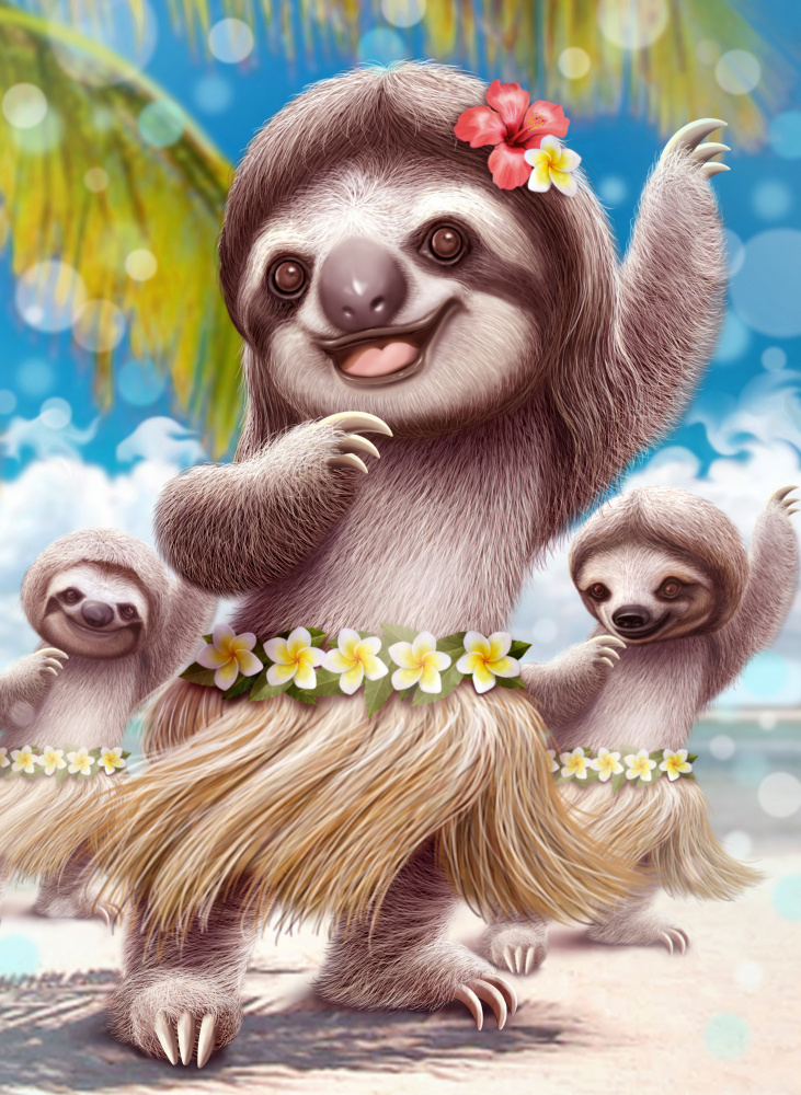 SLOTH HULA DANCER von Adam Lawless