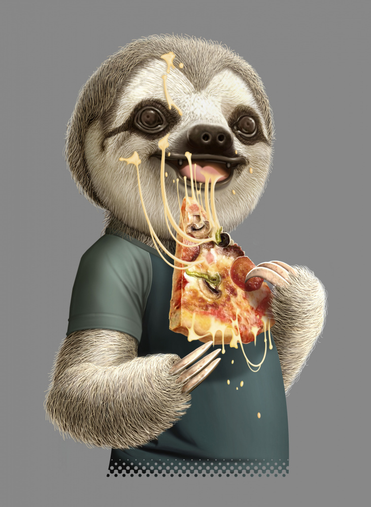 sloth eat pizza von Adam Lawless