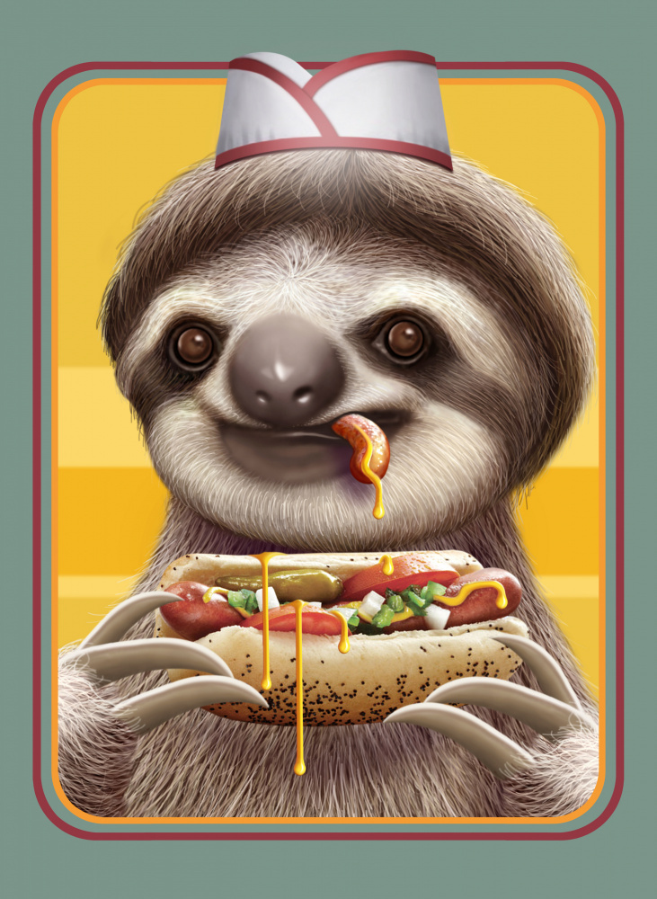 SLOTH SELLING HOTDOGS von Adam Lawless