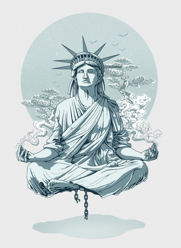 statue liberty meditating von Adam Lawless