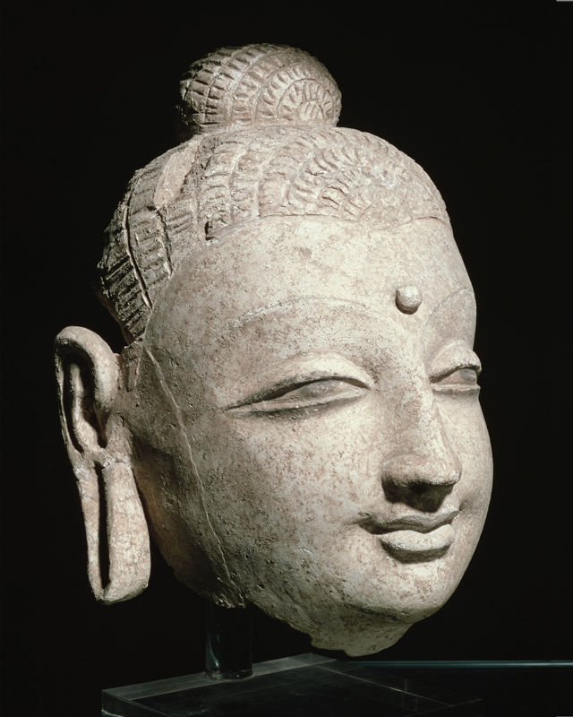 Head of a smiling Buddha, Greco-Buddhist style, from Afghanistan von Afghan School