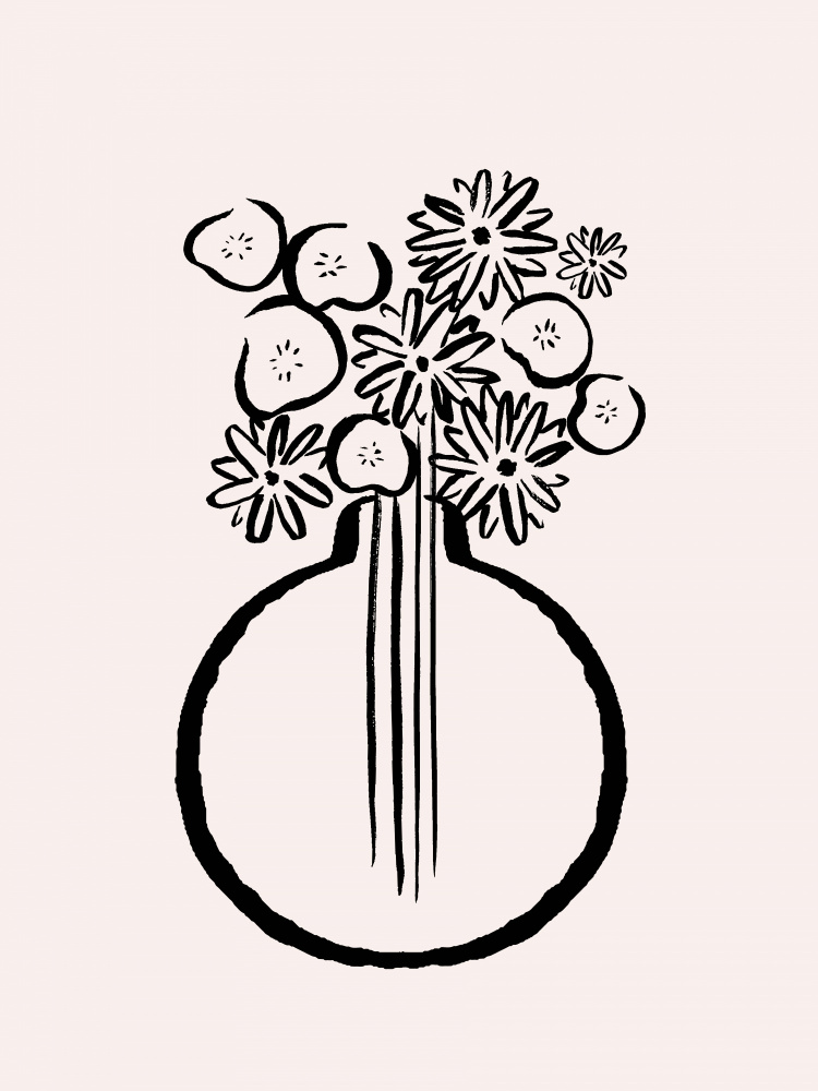 Monochrome Flowers In Vase von Aislinn Simmonds