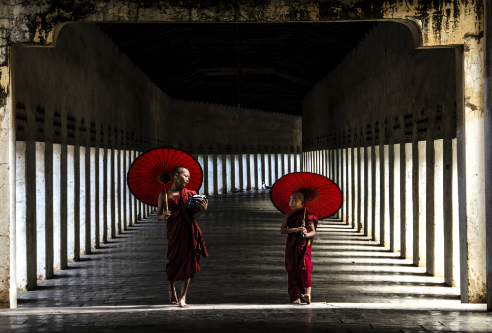 Two Monks Walking Home von Ajit Rana