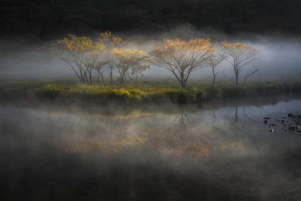 At the lakeside deepening in autumn von Akira Nagase