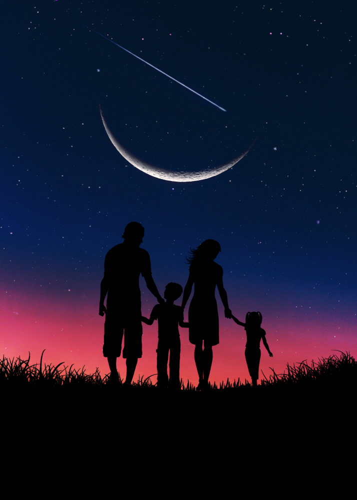 Family Silhouette At Night von Al Barizi