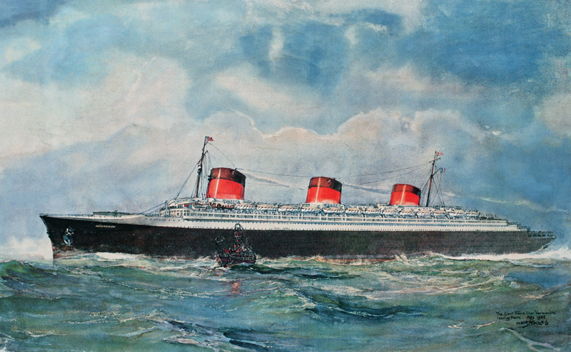 Maiden Voyage of the SS Normandie from Le Havre, 29 May von Albert Sébille