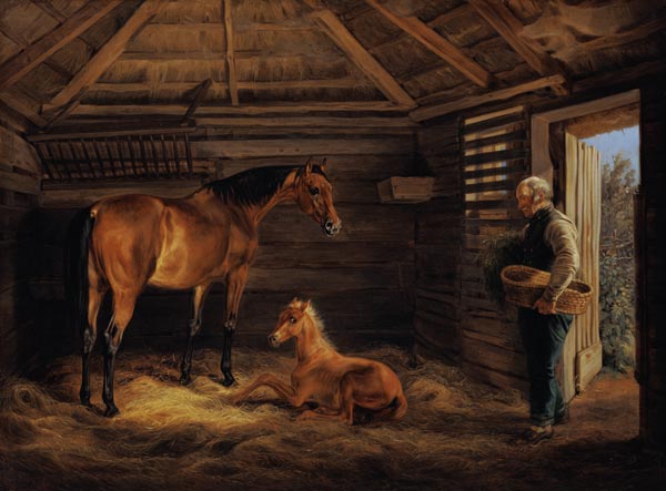 English Mare With Her Foals von Albrecht Adam