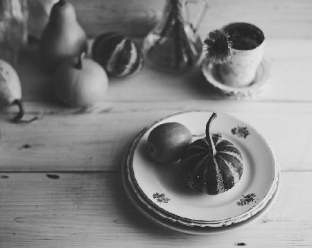 Autumn still life with pumpkins