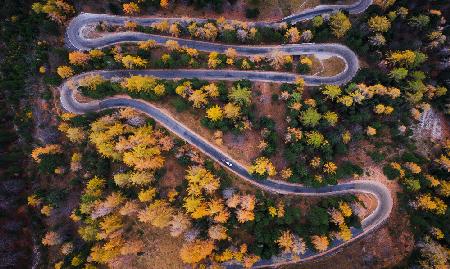 Aerial view of Vrsic mountain pass