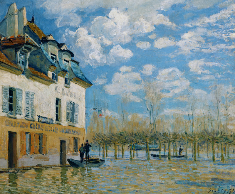 The Boat in the Flood, Port-Marly von Alfred Sisley