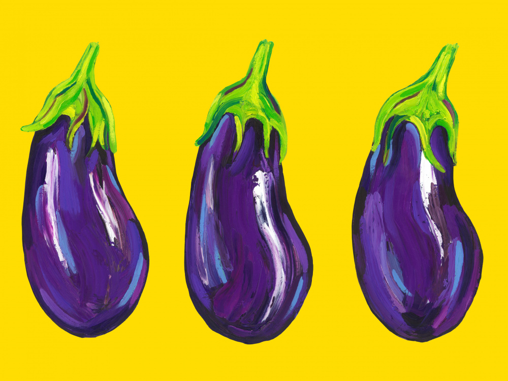 Aubergines On Yellow von Alice Straker