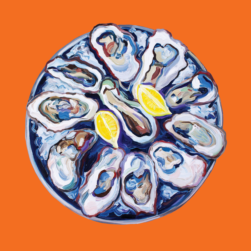 Oysters On a Plate Orange von Alice Straker