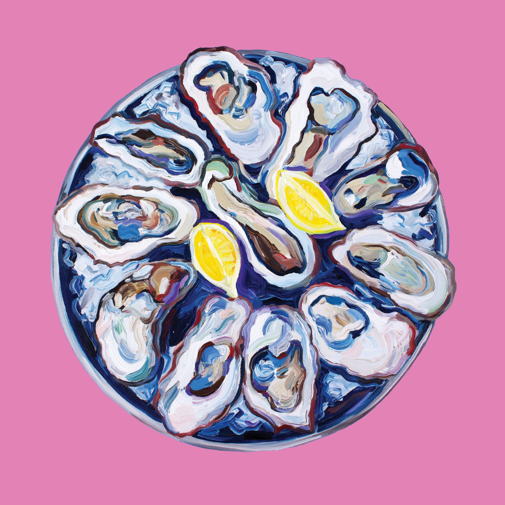 Oysters On a Plate Pink von Alice Straker