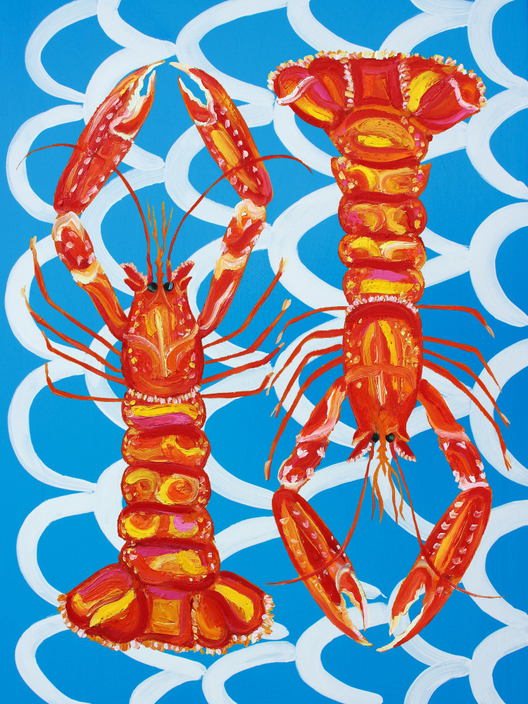 Langoustines On Blue von Alice Straker