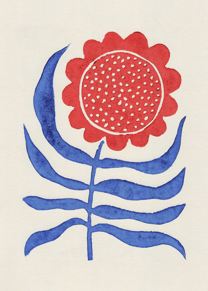 Red Flower / Lino Print von Alisa Galitsyna