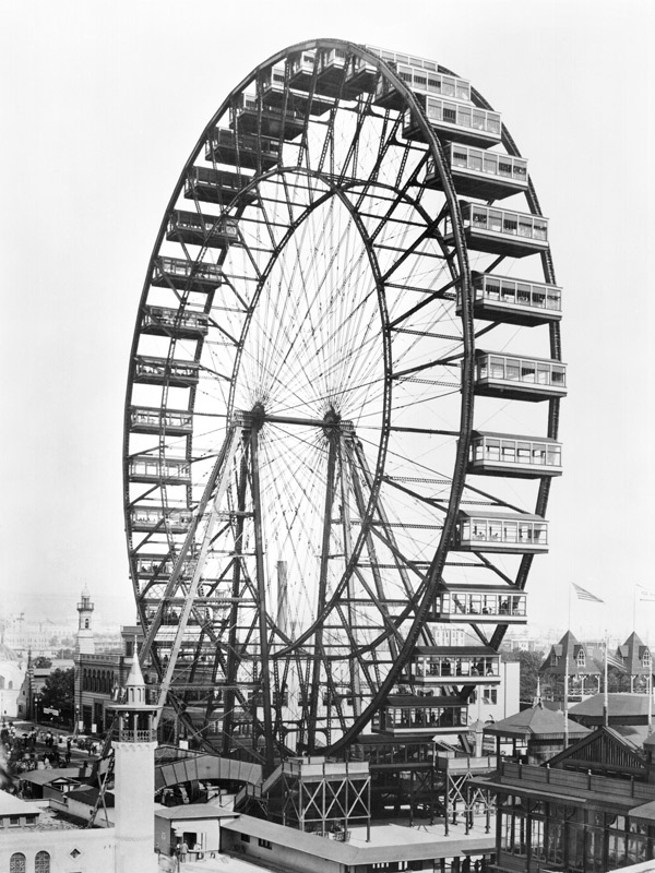 The ferris wheel at the World''s Columbian Exposition of 1893 in Chicago (b/w photo)  von American Photographer