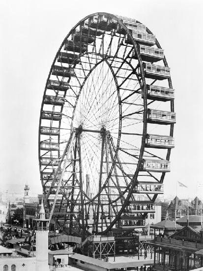 The ferris wheel at the World''s Columbian Exposition of 1893 in Chicago (b/w photo) 