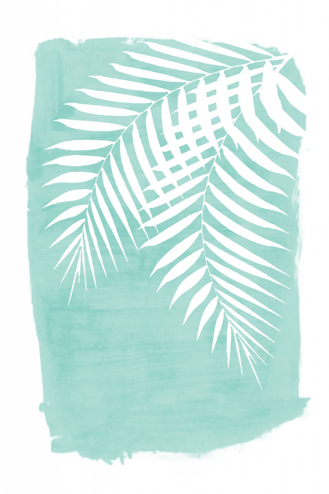 Teal Palm Leaves Foliage Silhouette von amini54