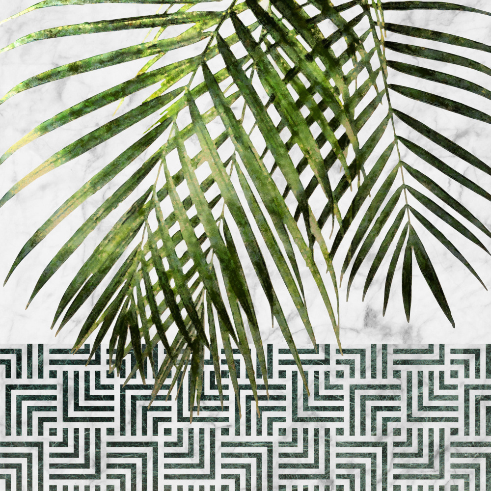 Palm Leaves on Tile Wall von amini54