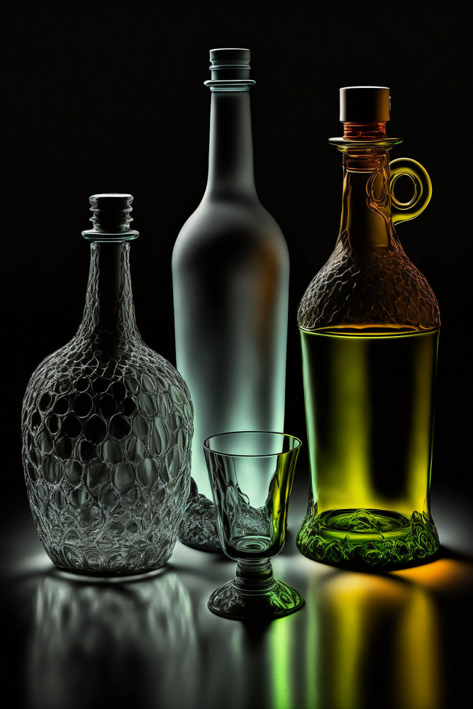 3 Empty Bottles and 1 Glass von Andri Priyadi