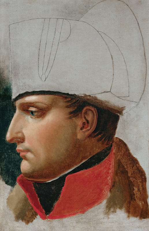 Unfinished Portrait of Napoleon I (1769-1821) formerly attributed to Jacques Louis David (1748-1825) von Anne-Louis Girodet de Roucy-Trioson