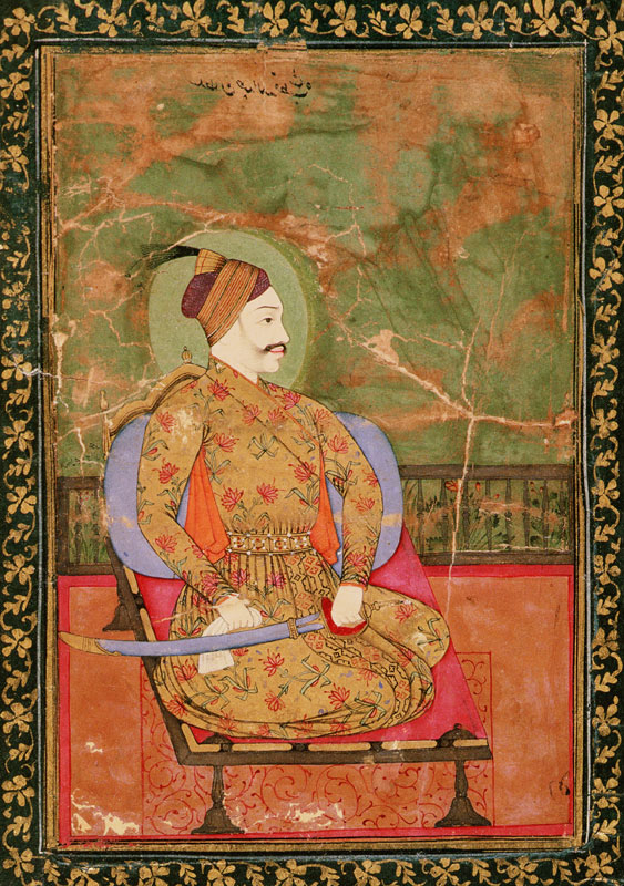 58.20/25A Portrait of Sultan Abdullah Qutb Shah seated, (1626-72), Golconda, Deccani School von Anonymous