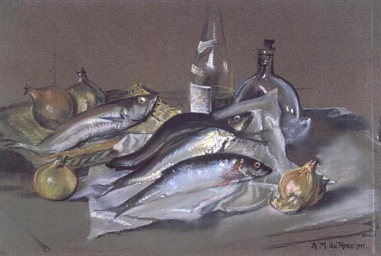 Herring and a Whiting, 1971 (pastel)  von Anthea  Durose