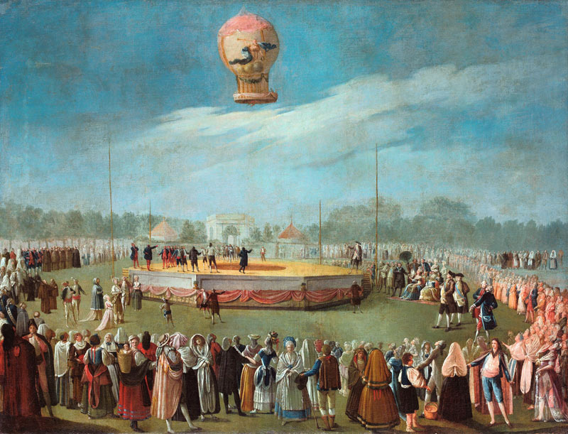 Aufstieg des Luftballons in Anwesenheit des Hofes Karls IV. von Antonio Carnicero