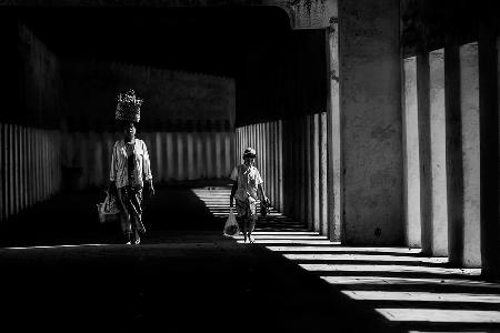 Mother and Son on the alley