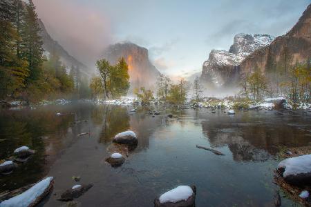 Fall color with fog