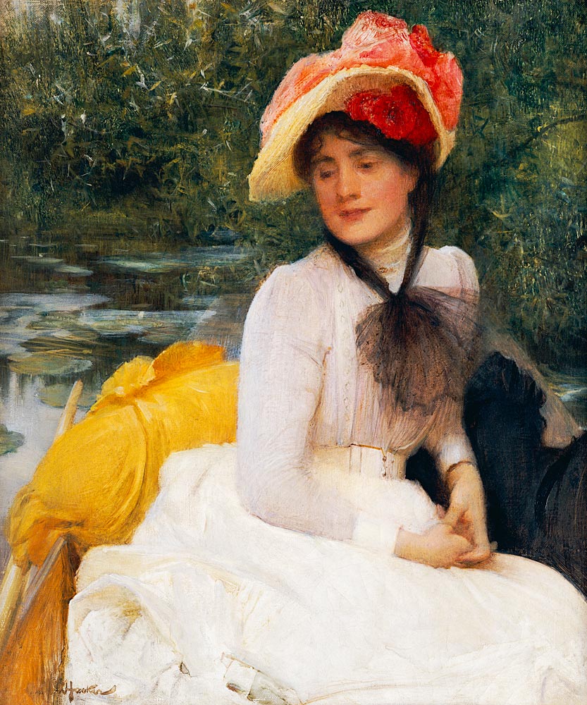 Junge Frau in einem Kahn von Arthur Hacker