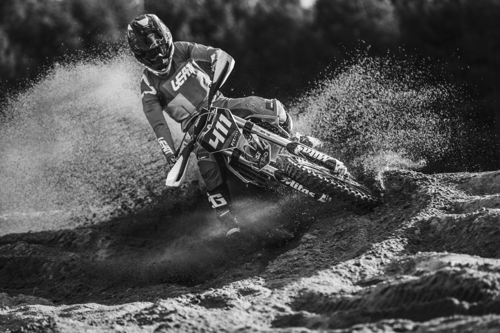 Motocross Black And White von Attila Szabo