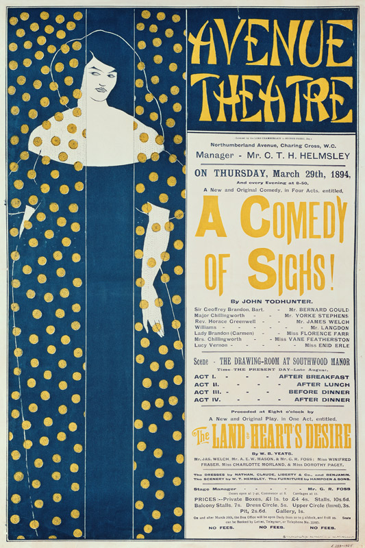 Plakat für die Komödie A Comedy of Sighs von Aubrey Vincent Beardsley