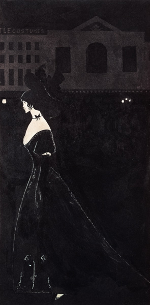 Dame in langem Kleid (aus: The Yellow Book) von Aubrey Vincent Beardsley