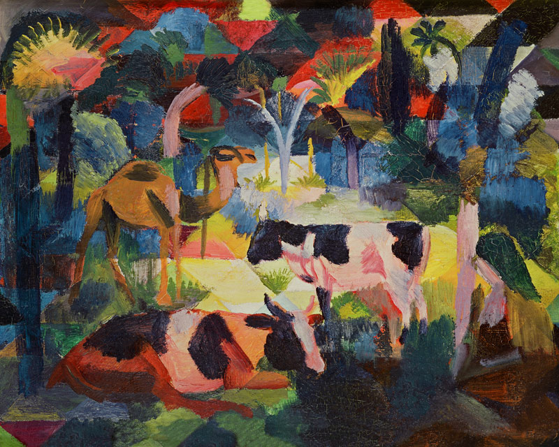 Landschaft mit Kühen und Kamel von August Macke