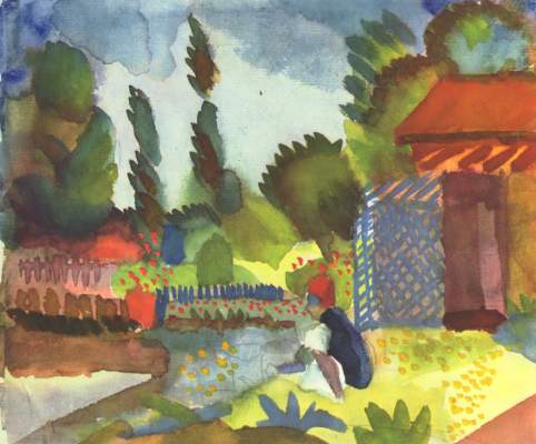 Tunislandschaft mit sitzendem Araber von August Macke