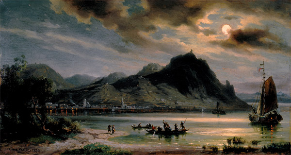 Königswinter mit dem Drachenfels. von August von Wille