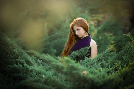 Redhead in green