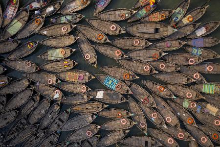 Boats with lifebuoy