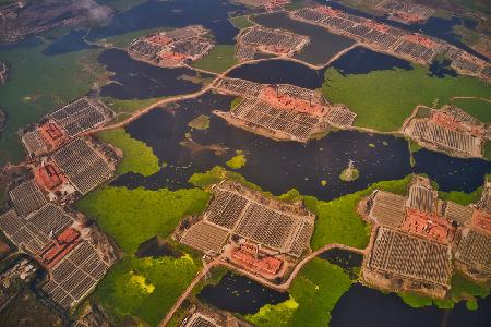 Hundreds of brick kilns