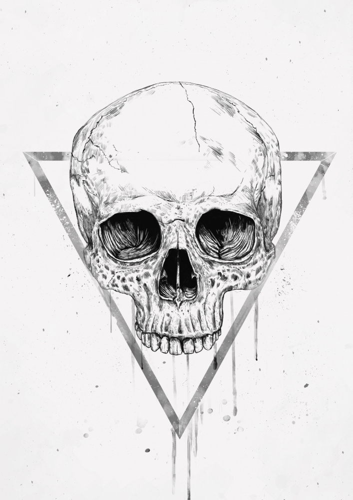 Skull in a triangle (bw) von Balazs Solti