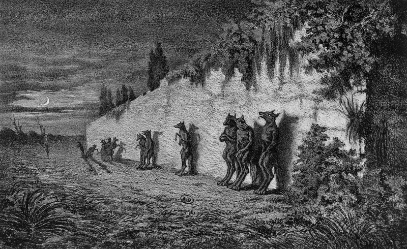 Werewolves, illustration for 'Legendes Rustiques' by George Sand (1804-76) 1858 (litho) von Baron Dudevant Jean Francois Maurice Sand