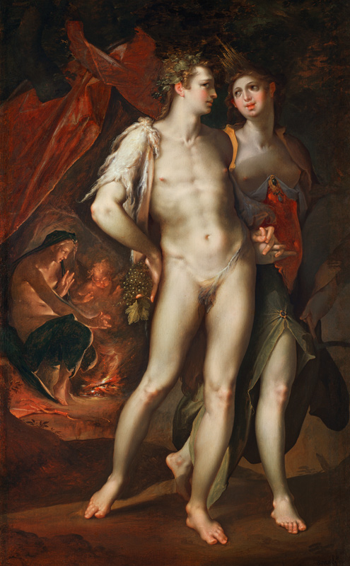 Bacchus und Ceres verlassen Venus. von Bartholomäus Spranger