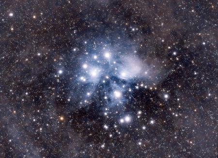 Seven Sisters in the midst of Cosmic Muddy Field.