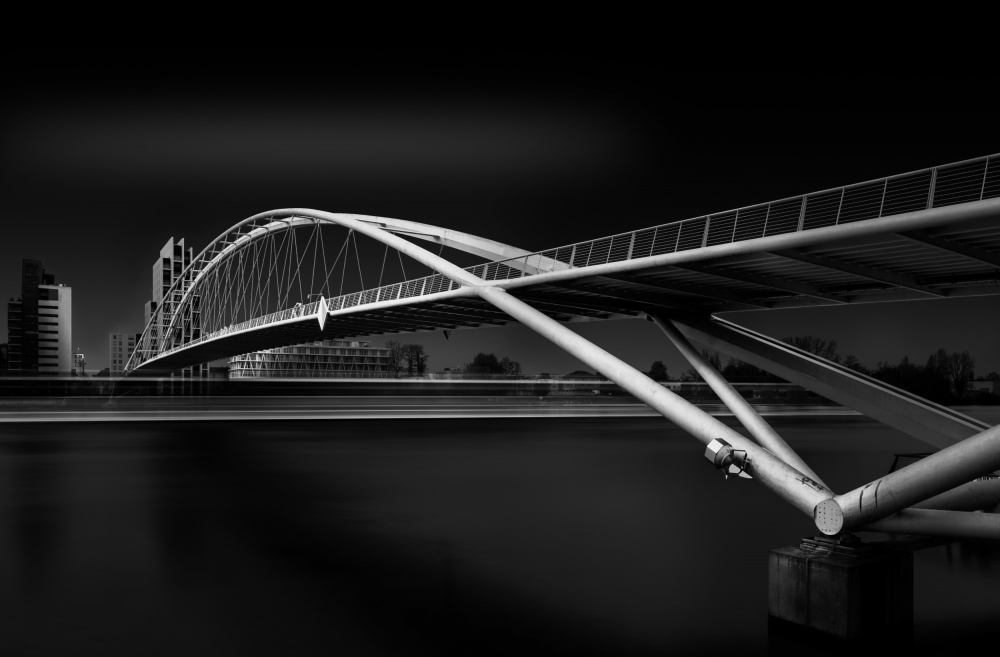 The excursion boat under the Three-Country Bridge Weil am Rhein von Bernd Gantert