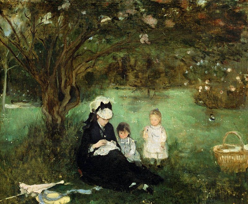 Unter Flieder in Maurecourt. von Berthe Morisot