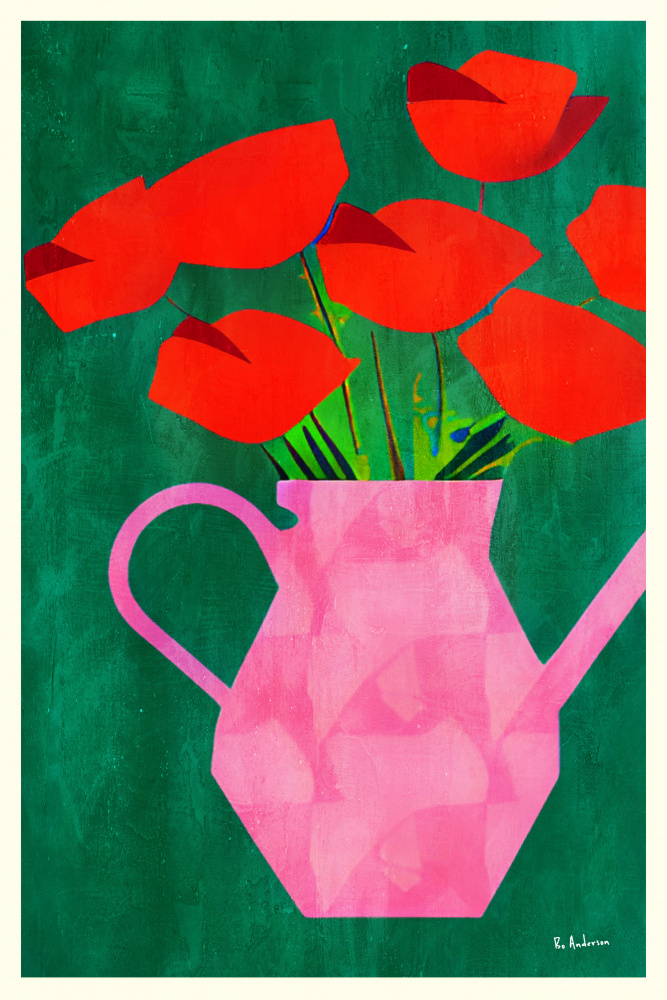 Red Poppies In a Pink Vase von Bo Anderson